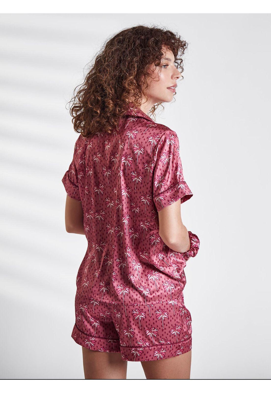Set Pijama Camisero Satinado Palmeras-3