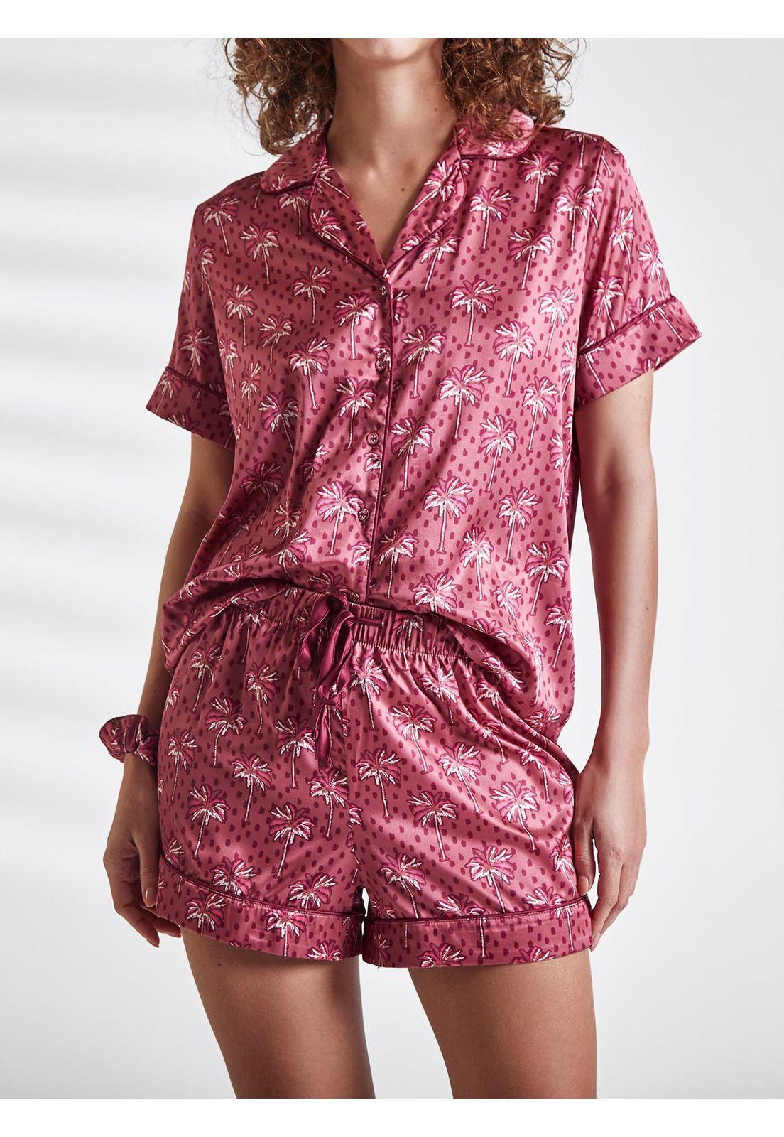 Set Pijama Camisero Satinado Palmeras-4