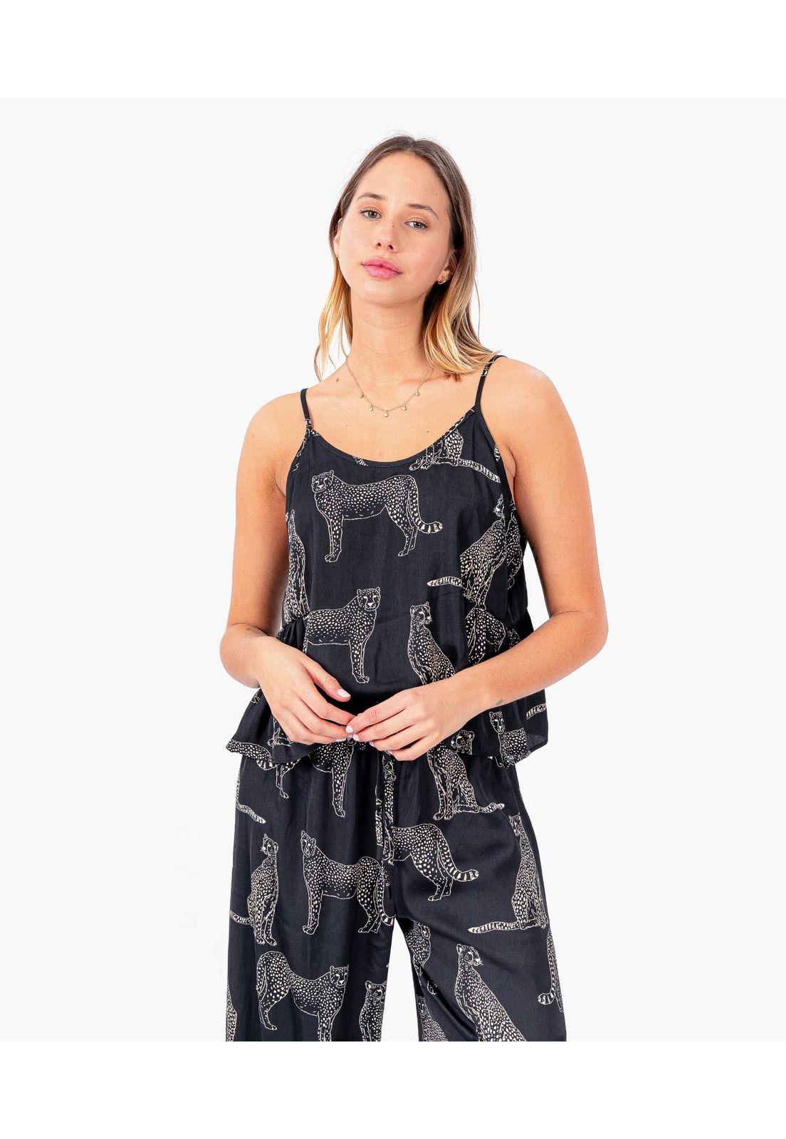 Pijama Dreamy Tigres Vuelos Negro-0