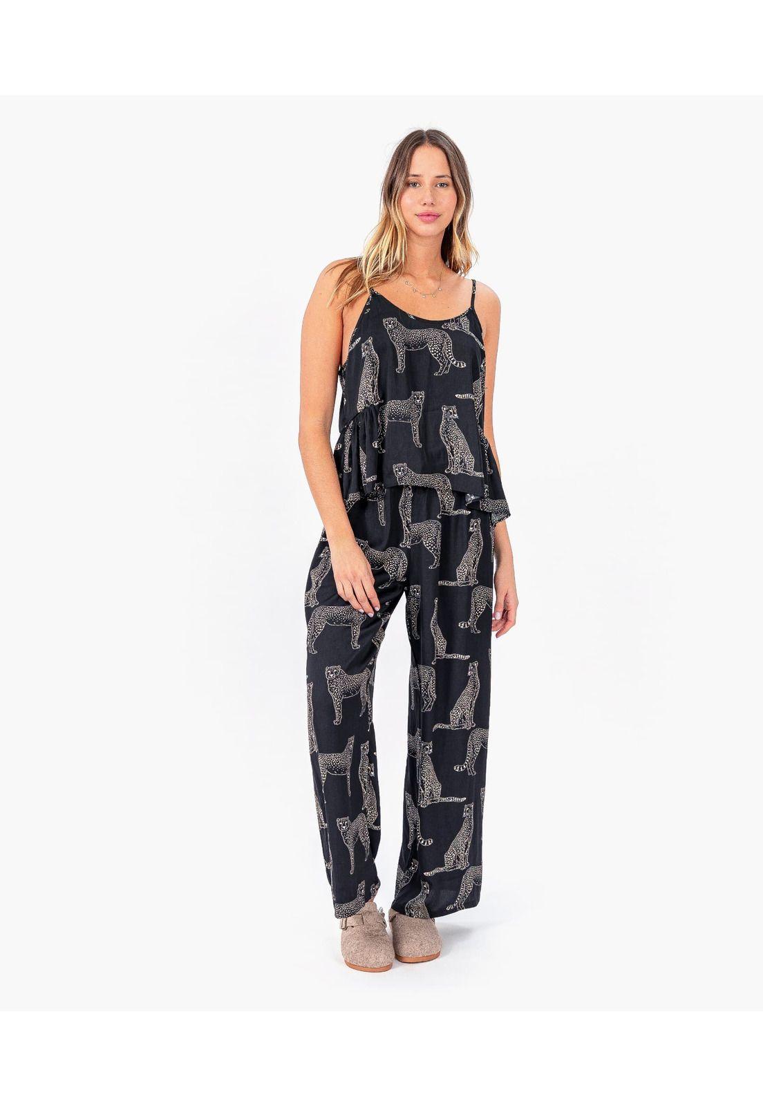 Pijama Dreamy Tigres Vuelos Negro-1