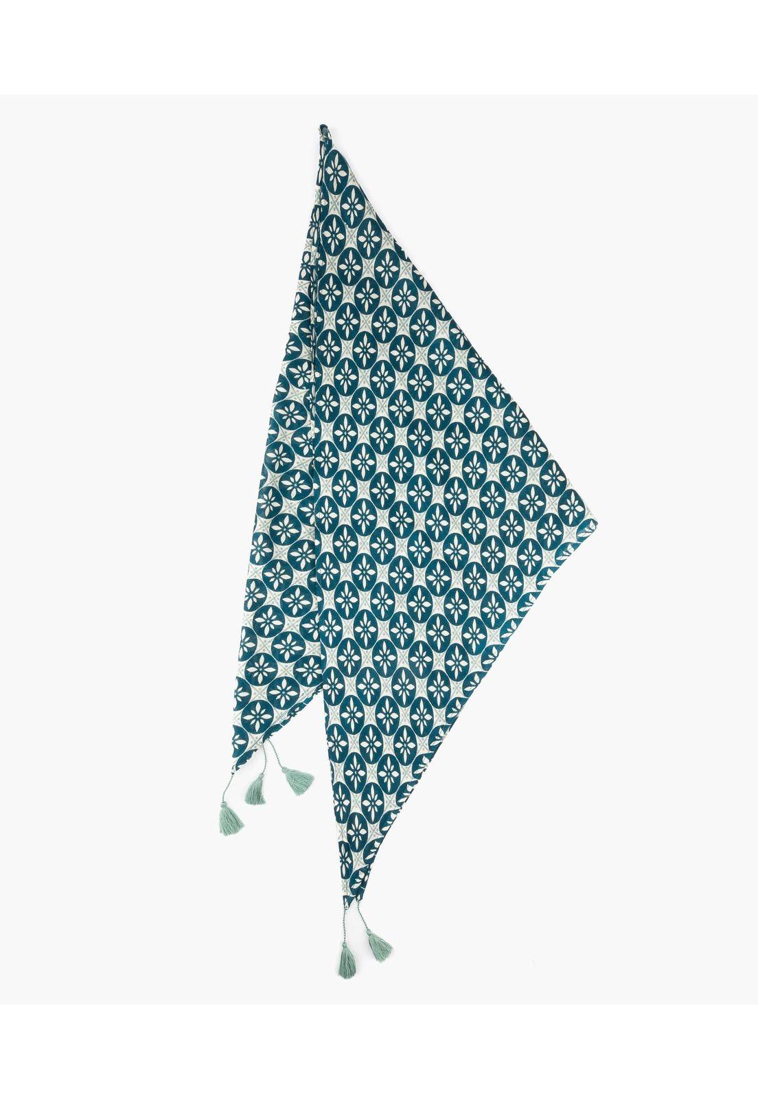 Pañuelo Mujer Triángulo Retro Azul-1