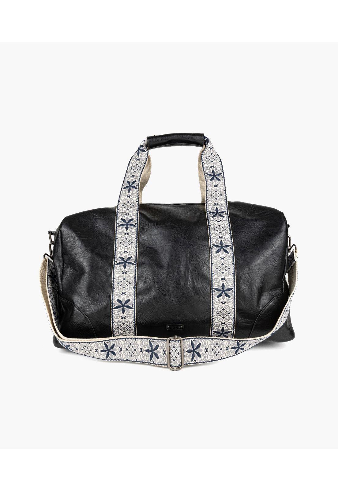 Bolso De Viaje Boho Con Bordado Negro-0