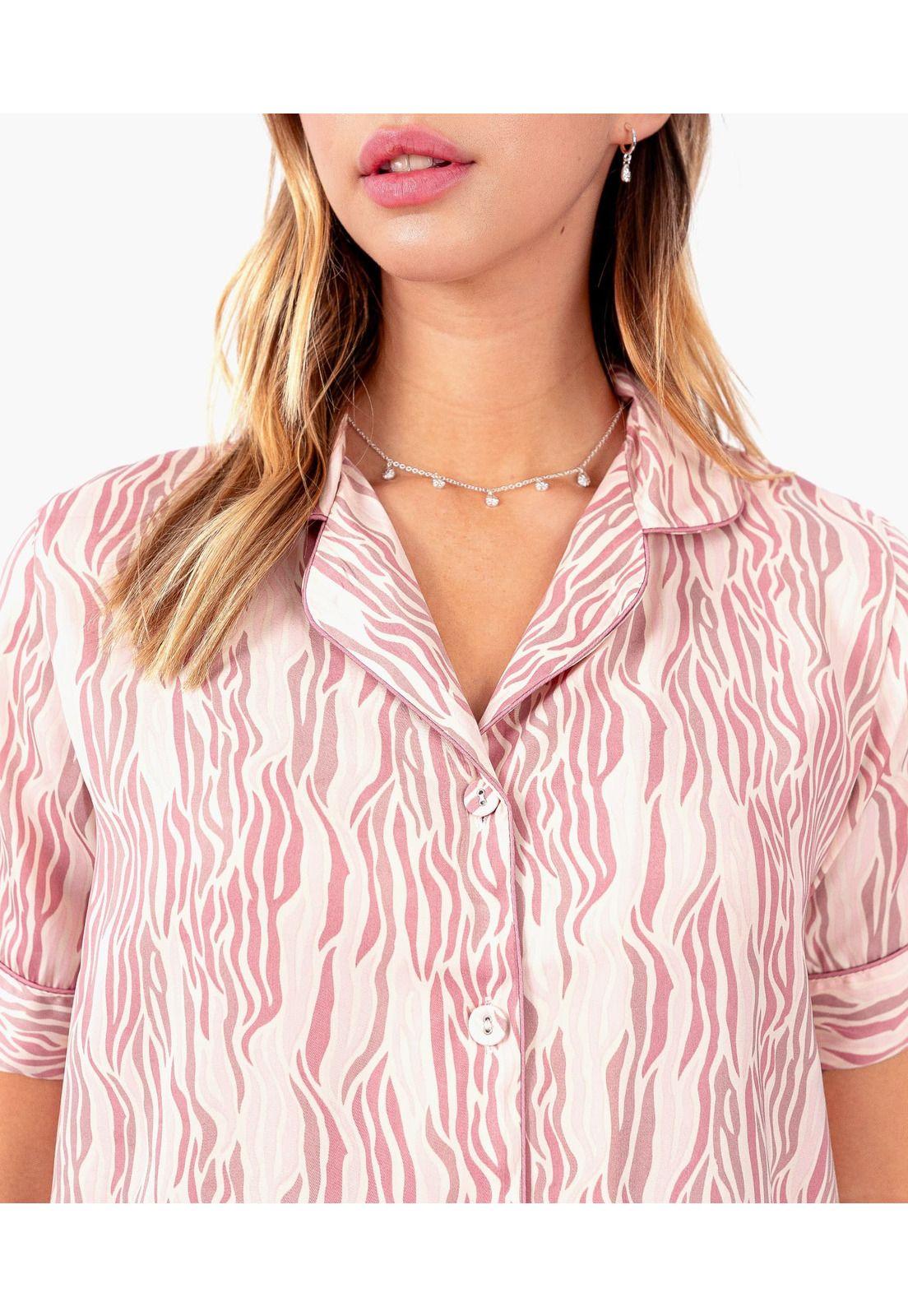Camisa De Dormir Dreamy Cebra Rosado-3