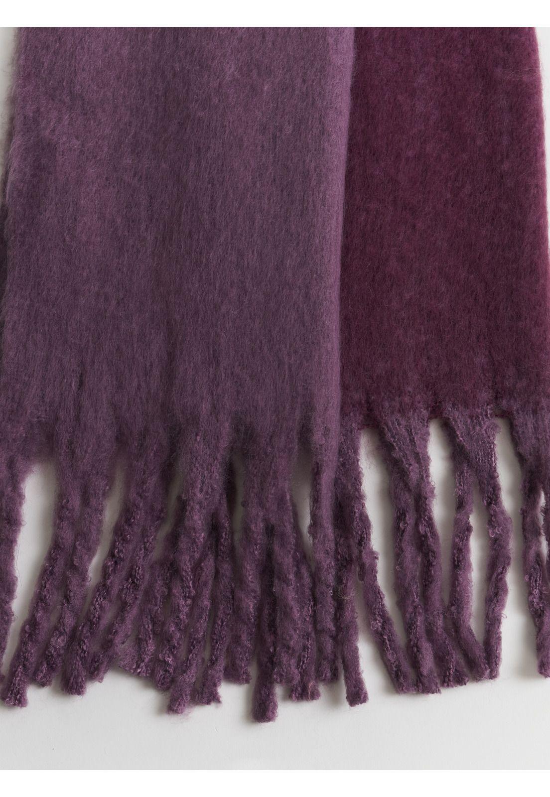 Bufanda Maxi Bicolor Con Flecos-2