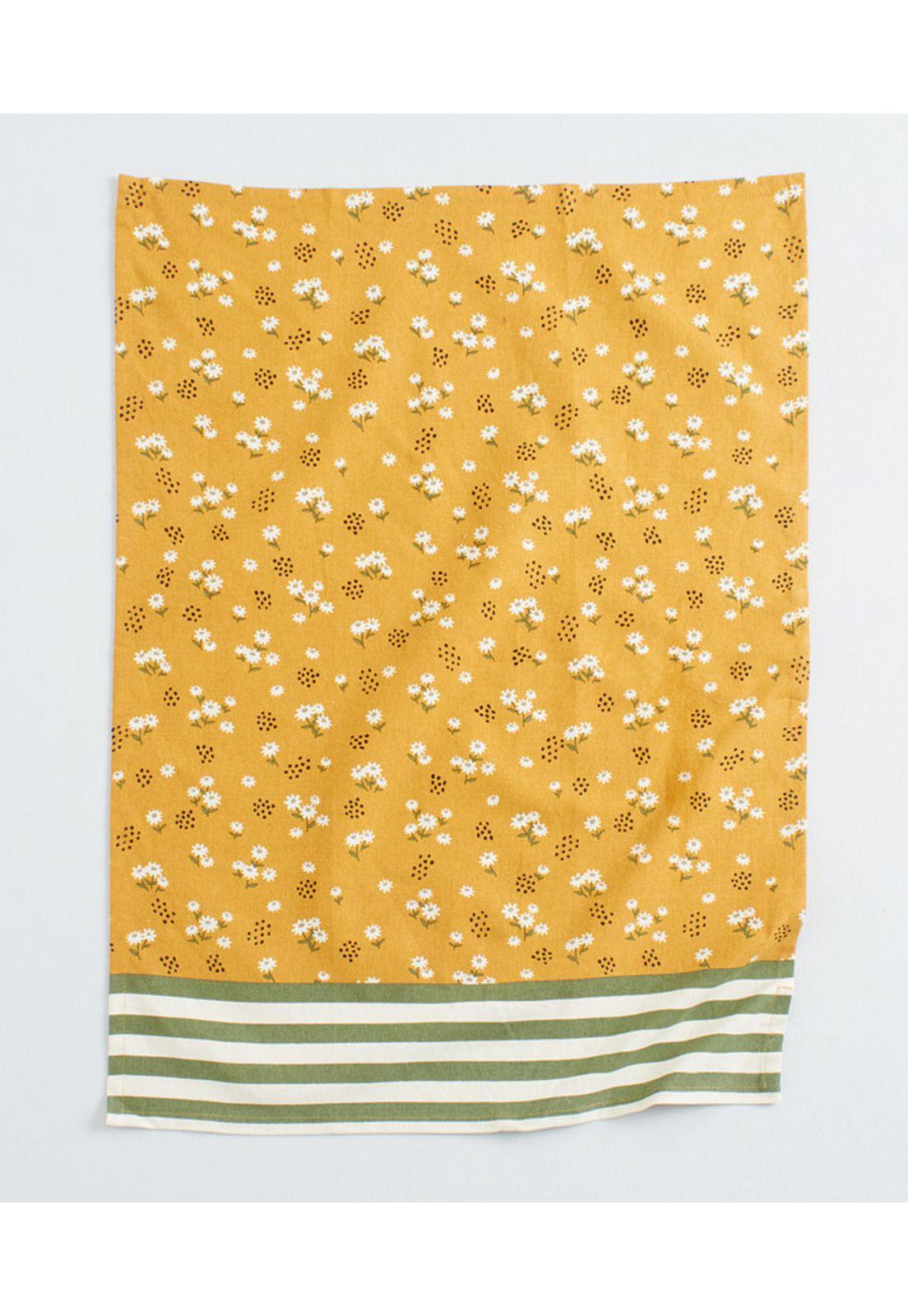 Set Paños De Cocina Mujer Lounge Flores Verde Y Amarillo-2