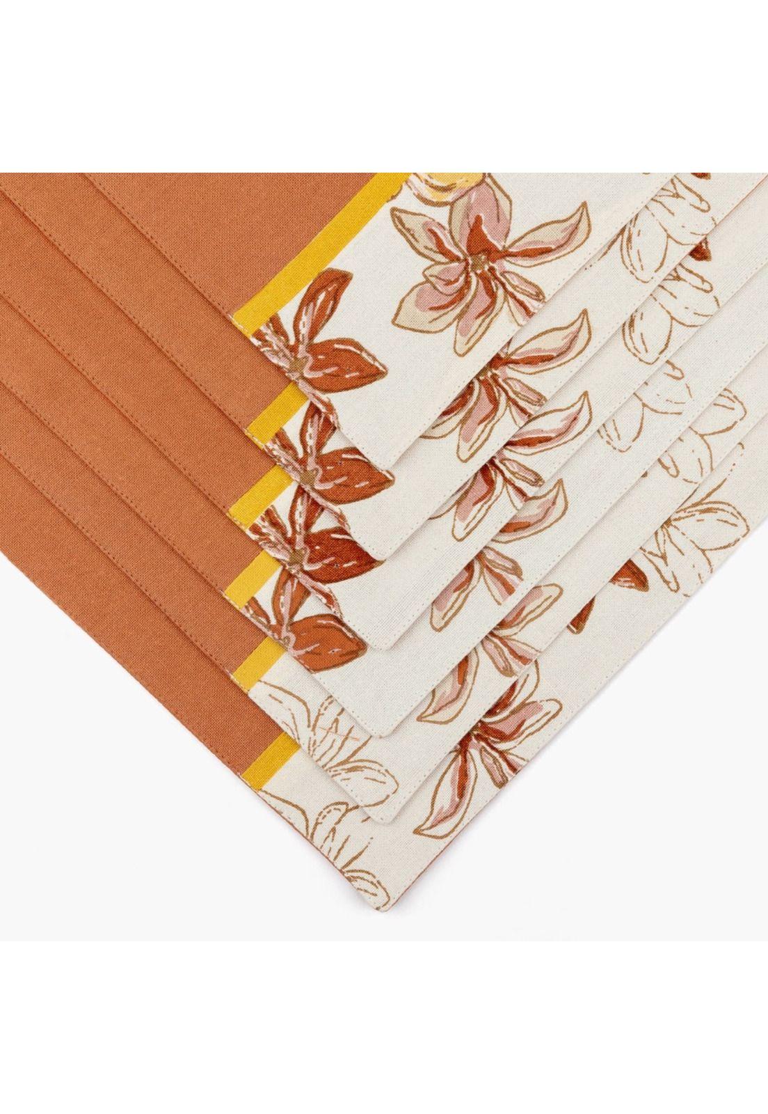 Set Individuales Borde Flores Terracota-3