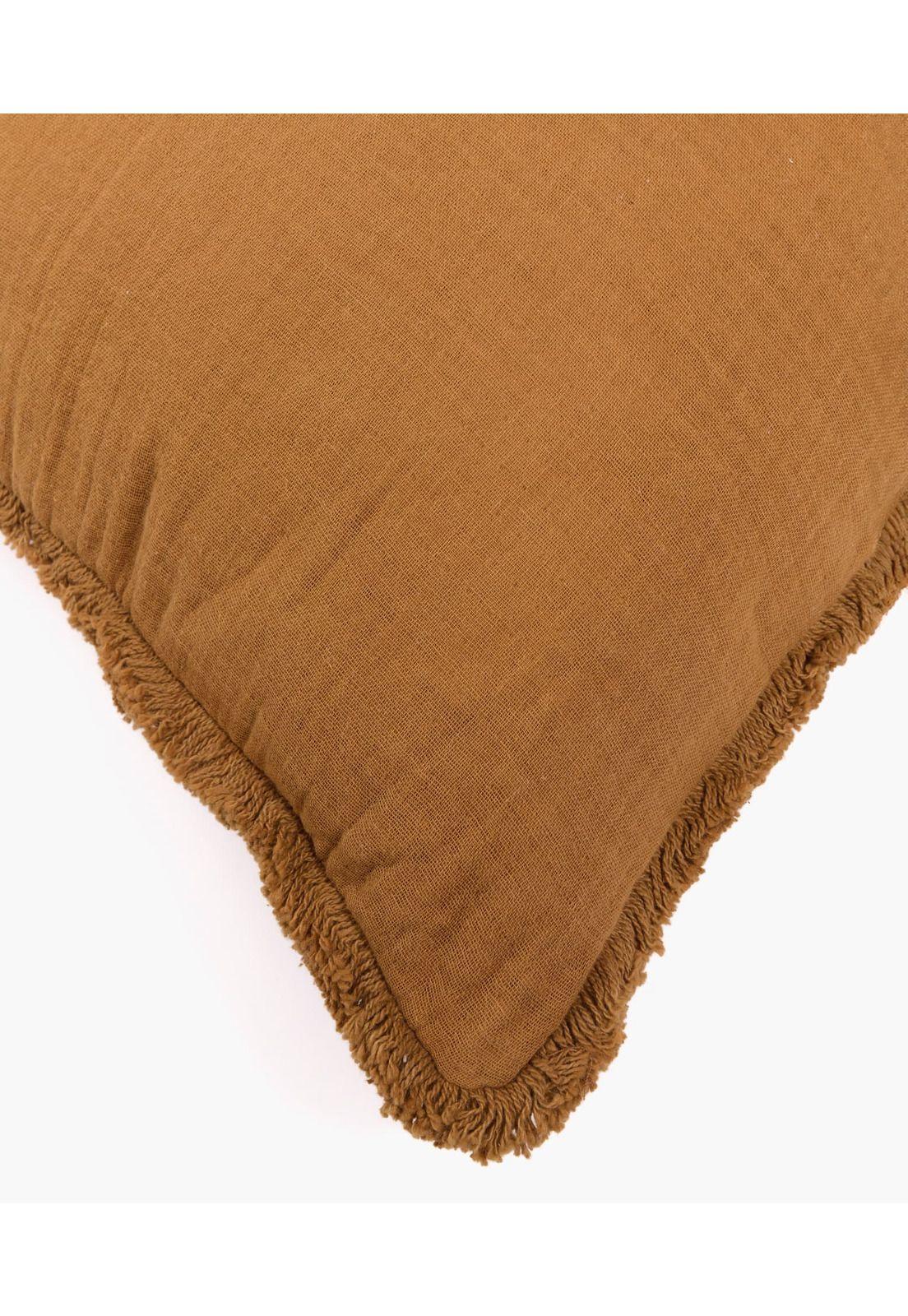 Cojín Algodón Gauze Flecos 45 X 45 Cm Café-2