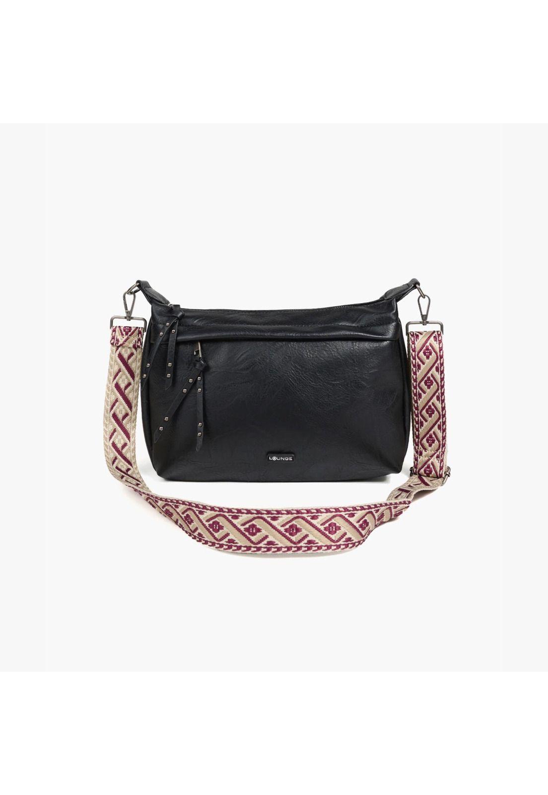 Cartera Bandolera Strap Bordado Negro-0