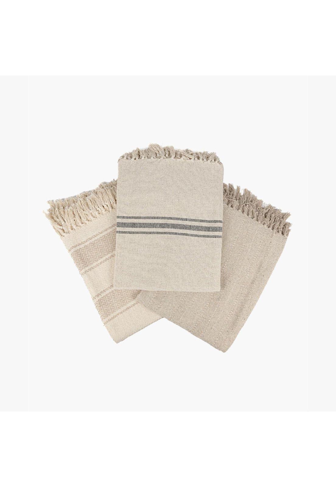 Manta Boho Algodón Detalle Costuras Beige-4