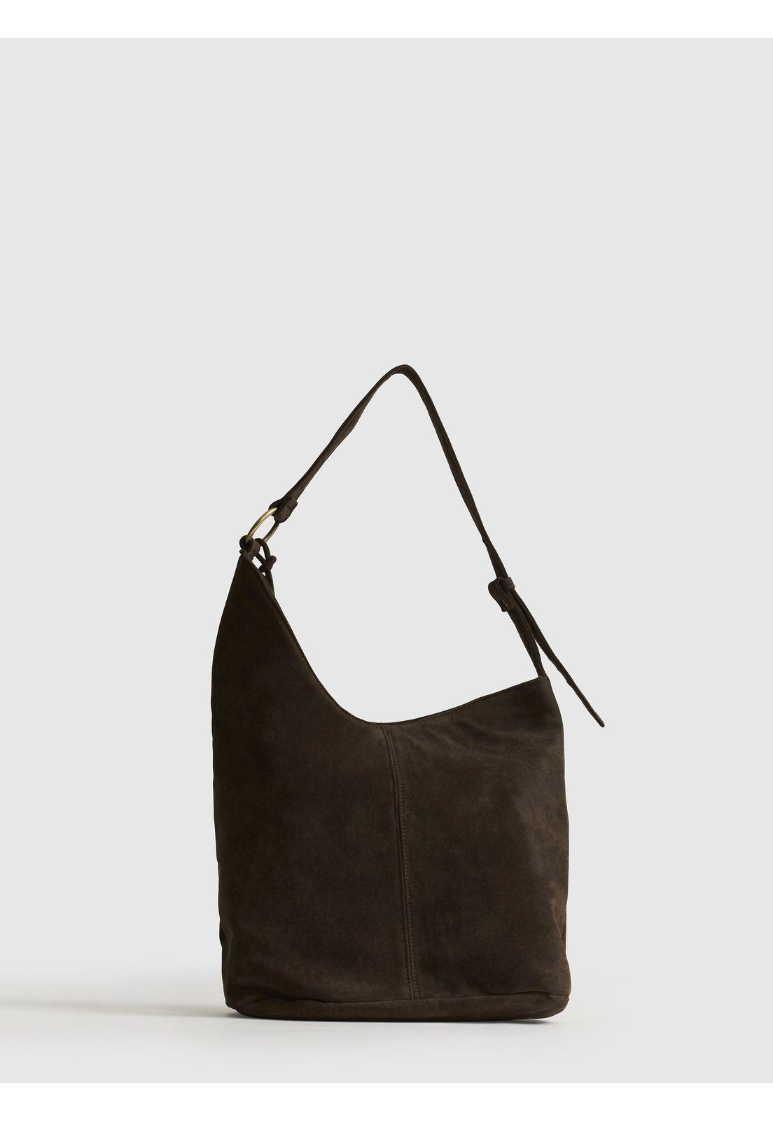 Cartera De Hombro Fake Suede Asimétrica-0