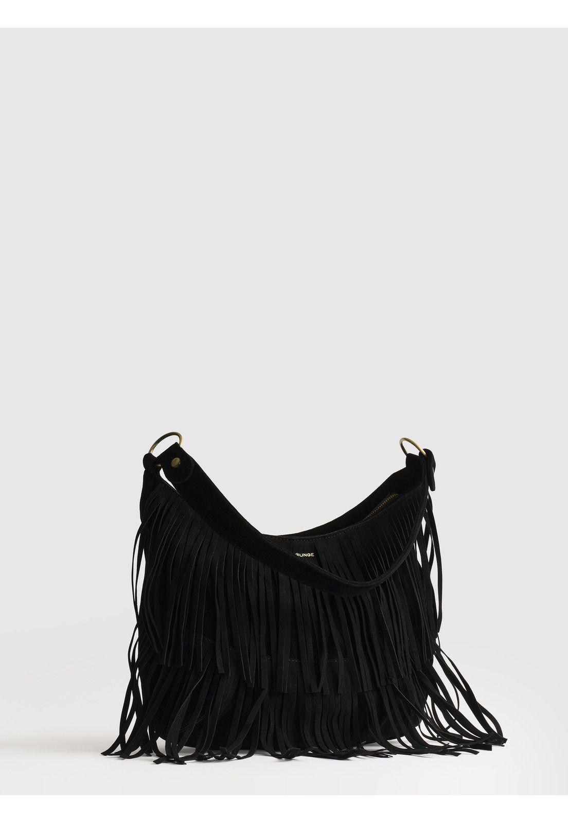 Cartera De Hombro Medialuna Flecos Boho-2