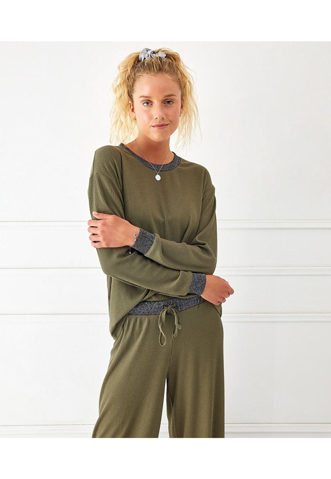 Pijama Mujer Relounge Largo Verde-0