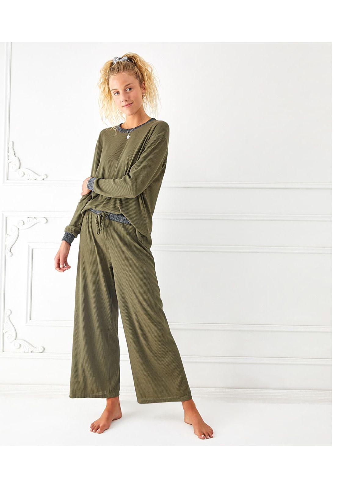 Pijama Mujer Relounge Largo Verde-1