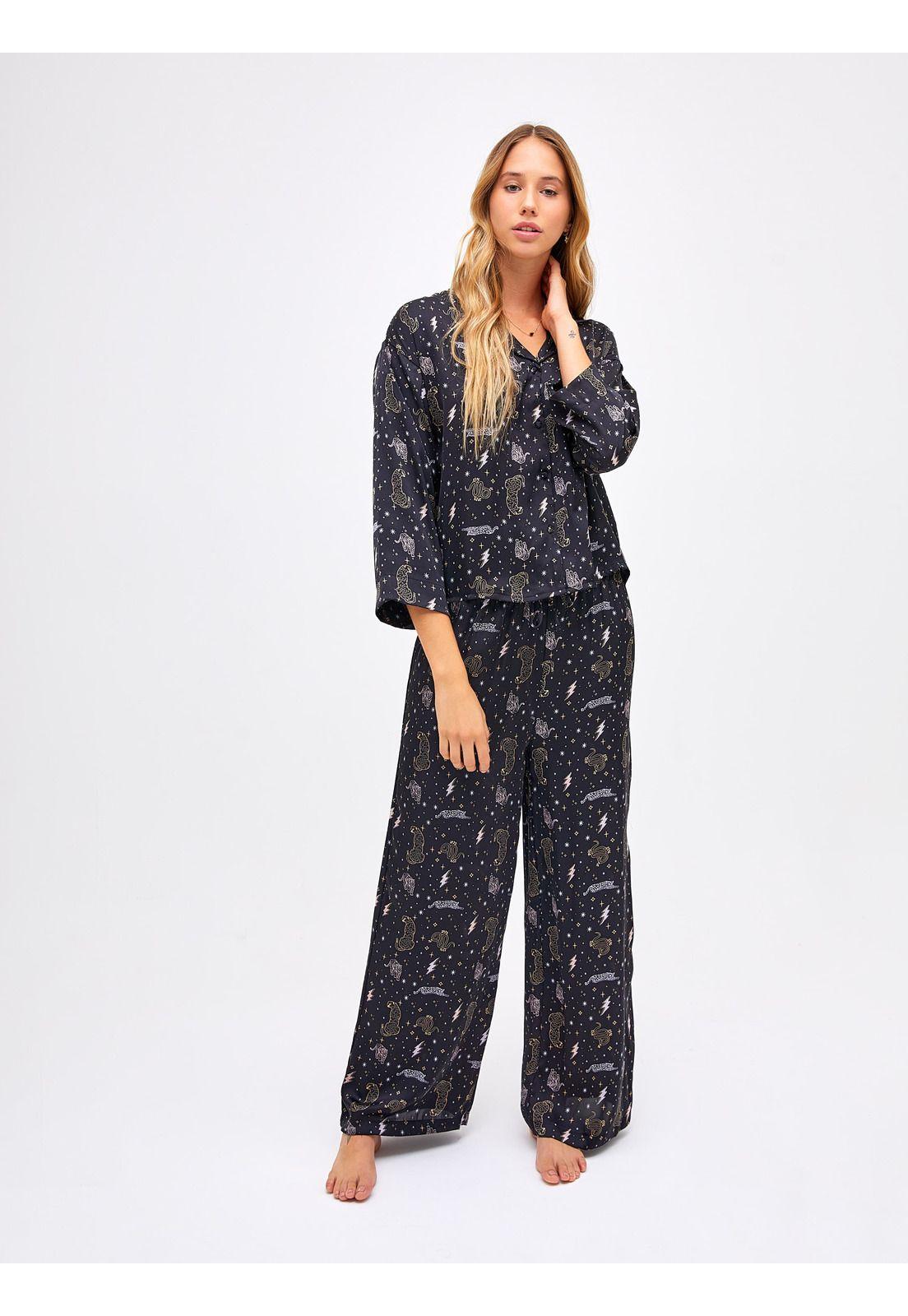 Conjunto Pijama Largo Dreamy Mystic Black -0