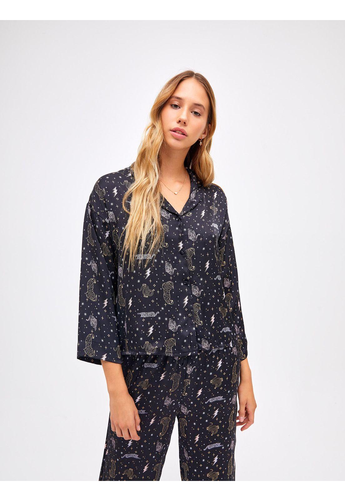 Conjunto Pijama Largo Dreamy Mystic Black -1