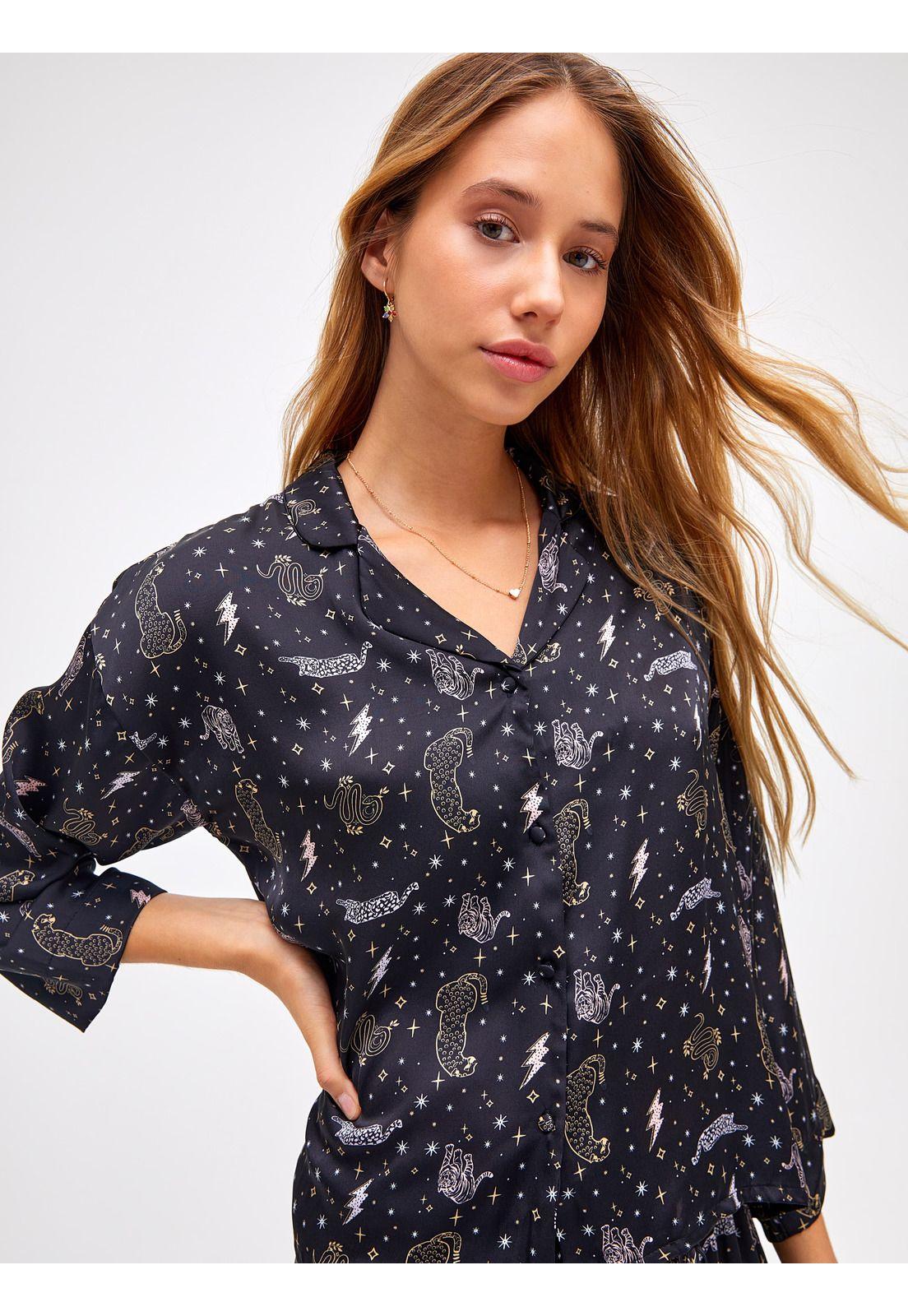 Conjunto Pijama Largo Dreamy Mystic Black -2