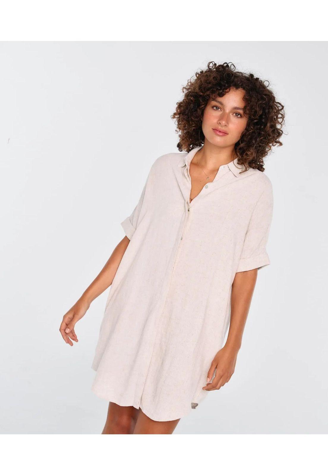 Vestido Mujer Camisero Beige-0