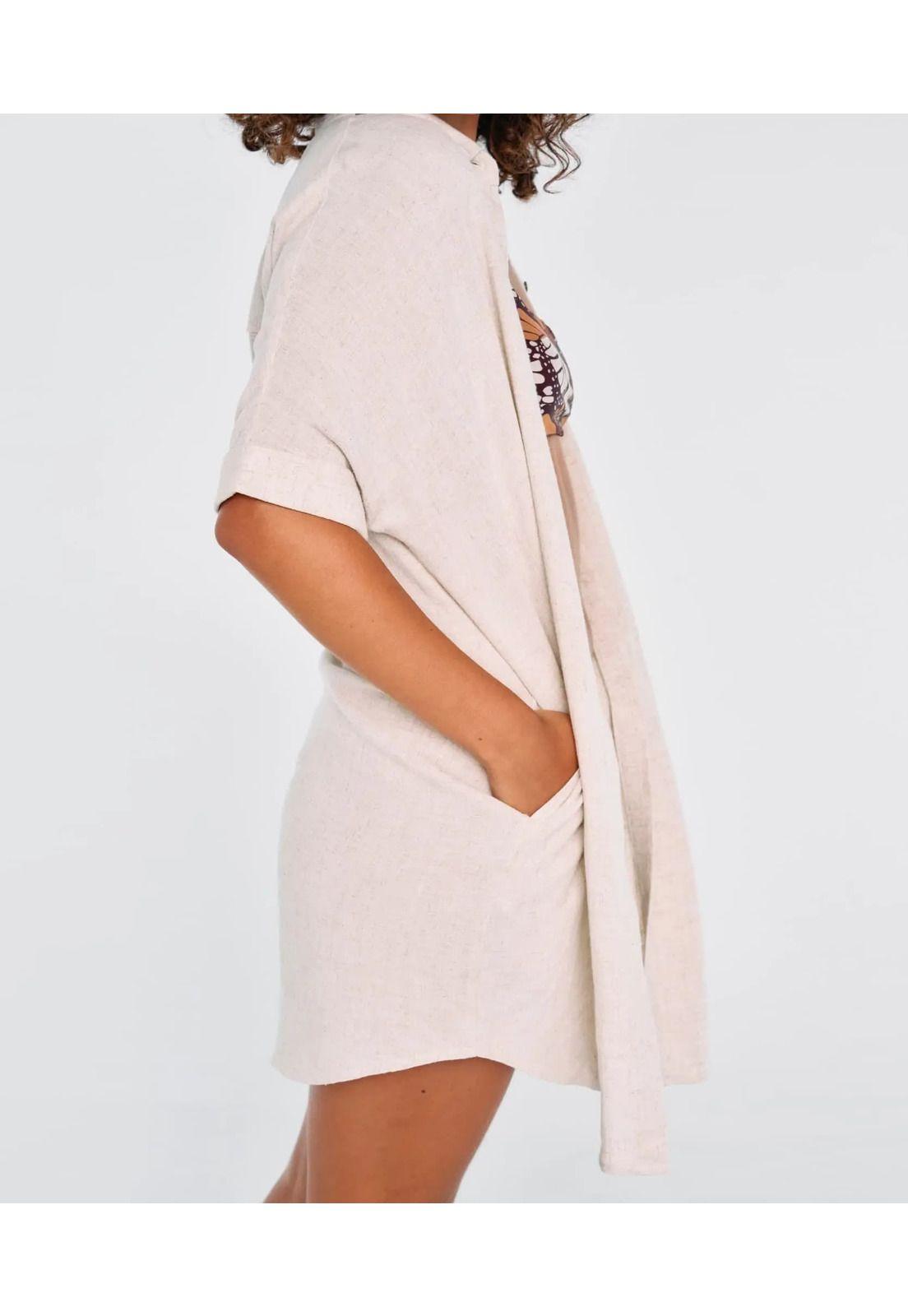 Vestido Mujer Camisero Beige-1