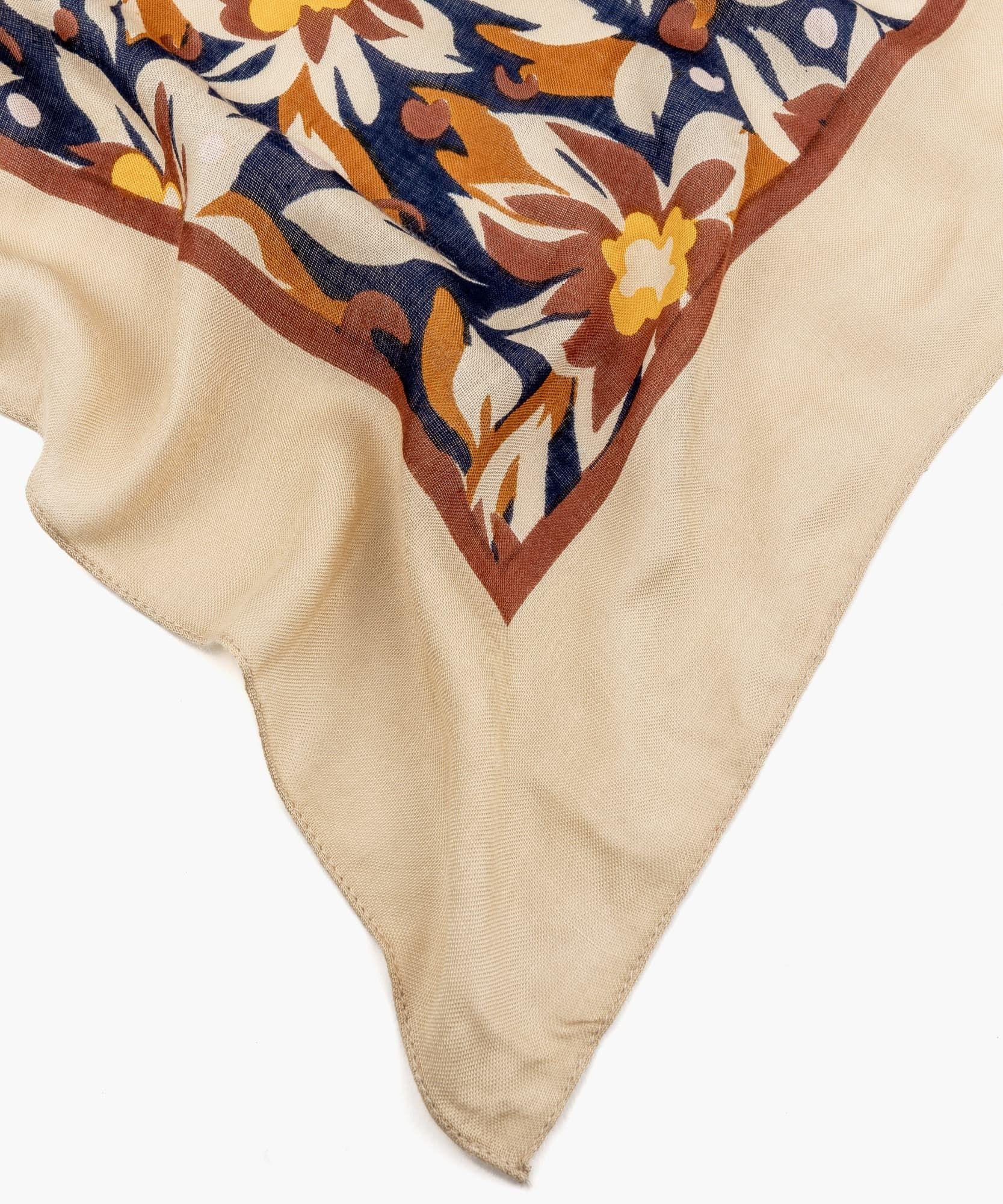 Pañuelo Mujer Flores Beige-0