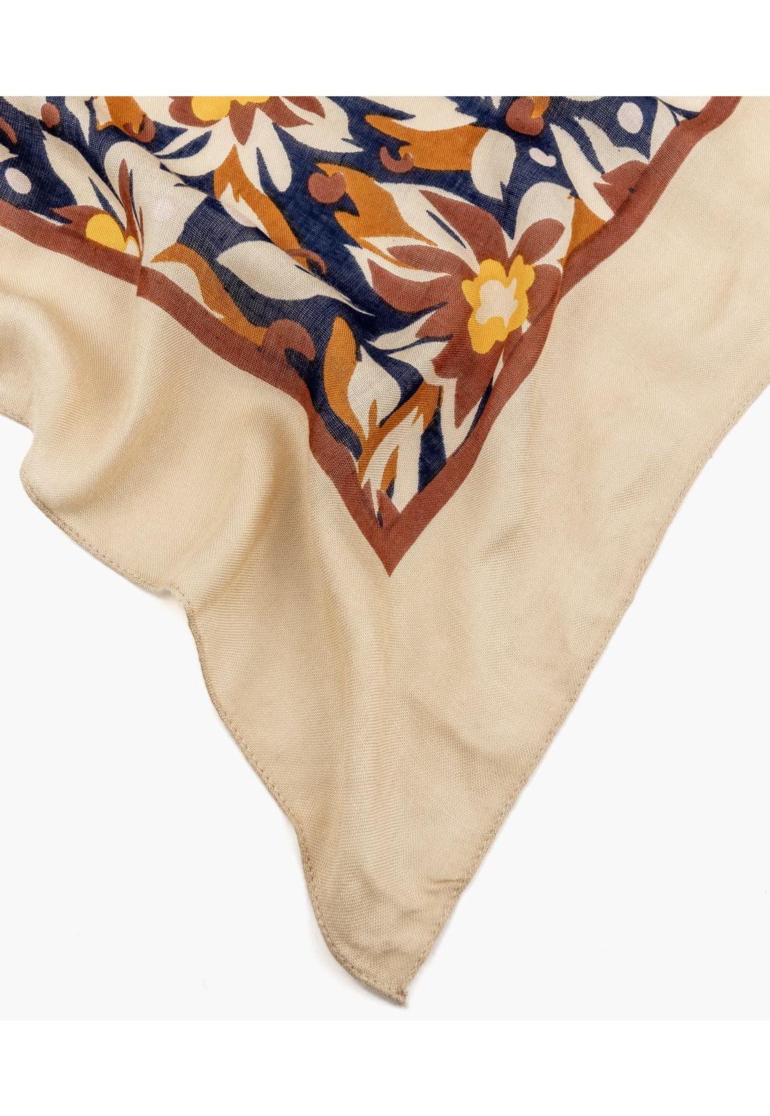 Pañuelo Mujer Flores Beige-0