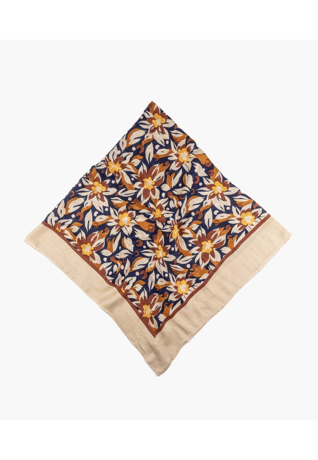 Pañuelo Mujer Flores Beige-1