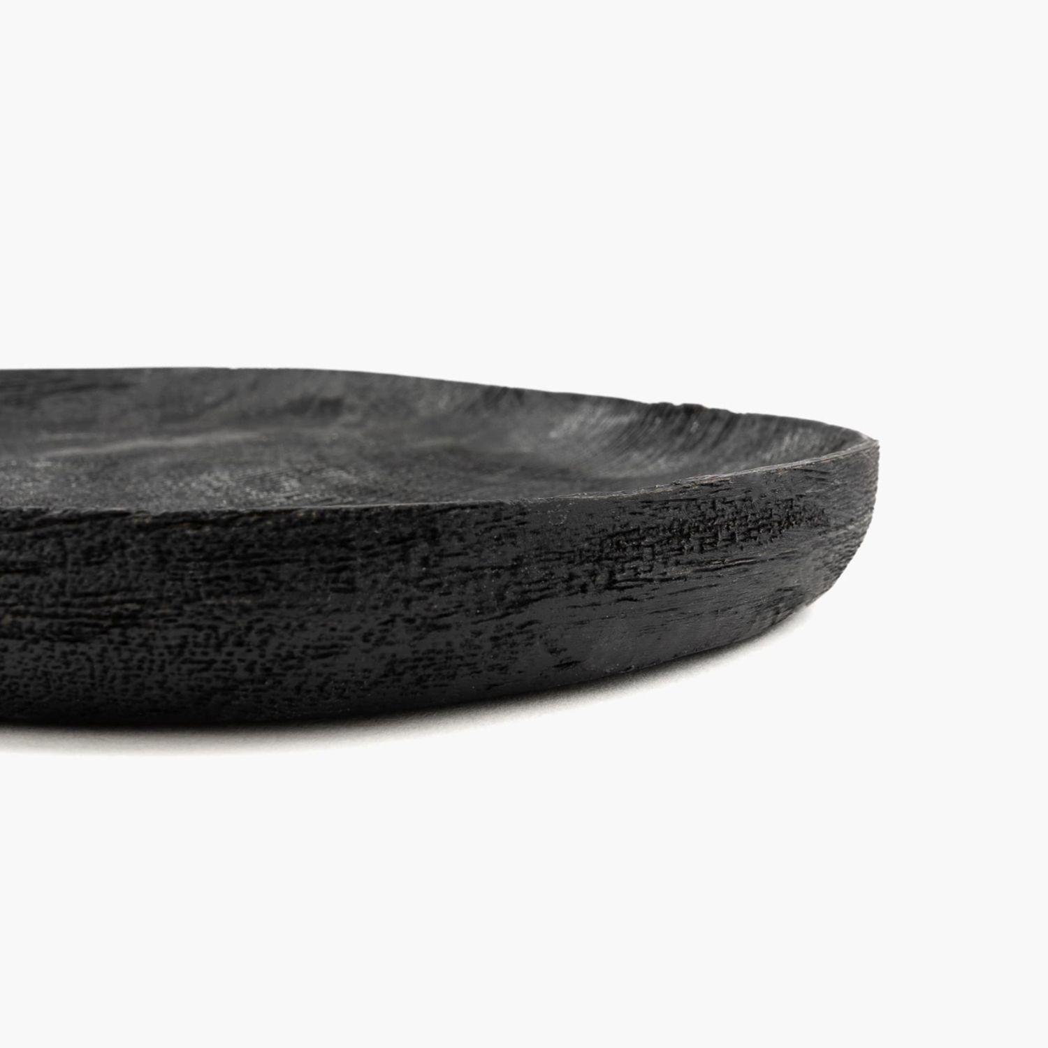 Plato De Madera Mujer Redondo Negro-2