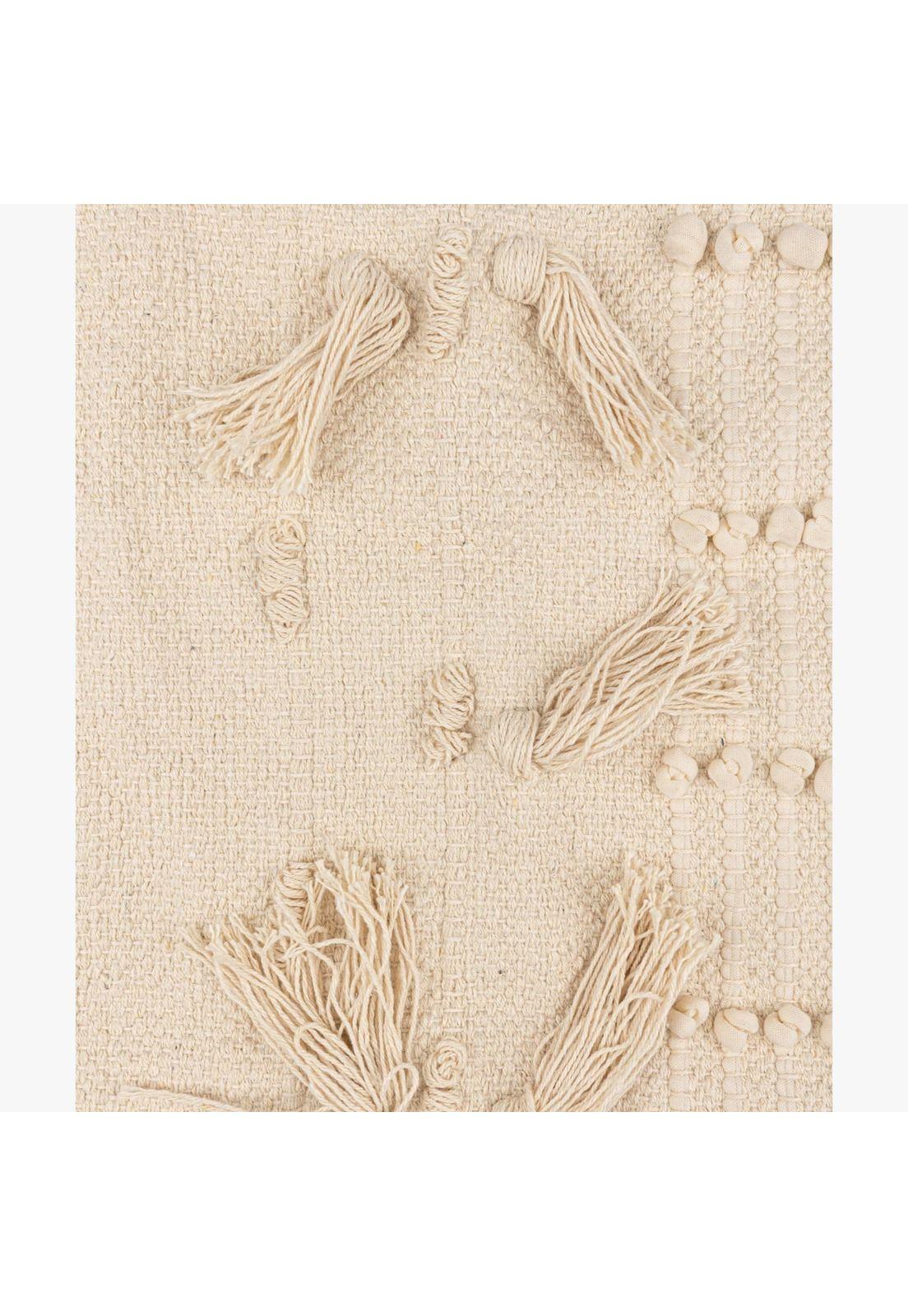 Cojín Boho Algodón Flecos 30 X 60 Cm Beige-1
