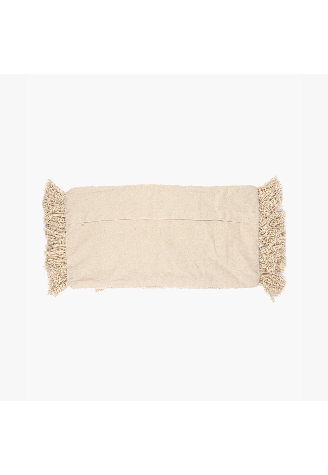 Cojín Boho Algodón Flecos 30 X 60 Cm Beige-2