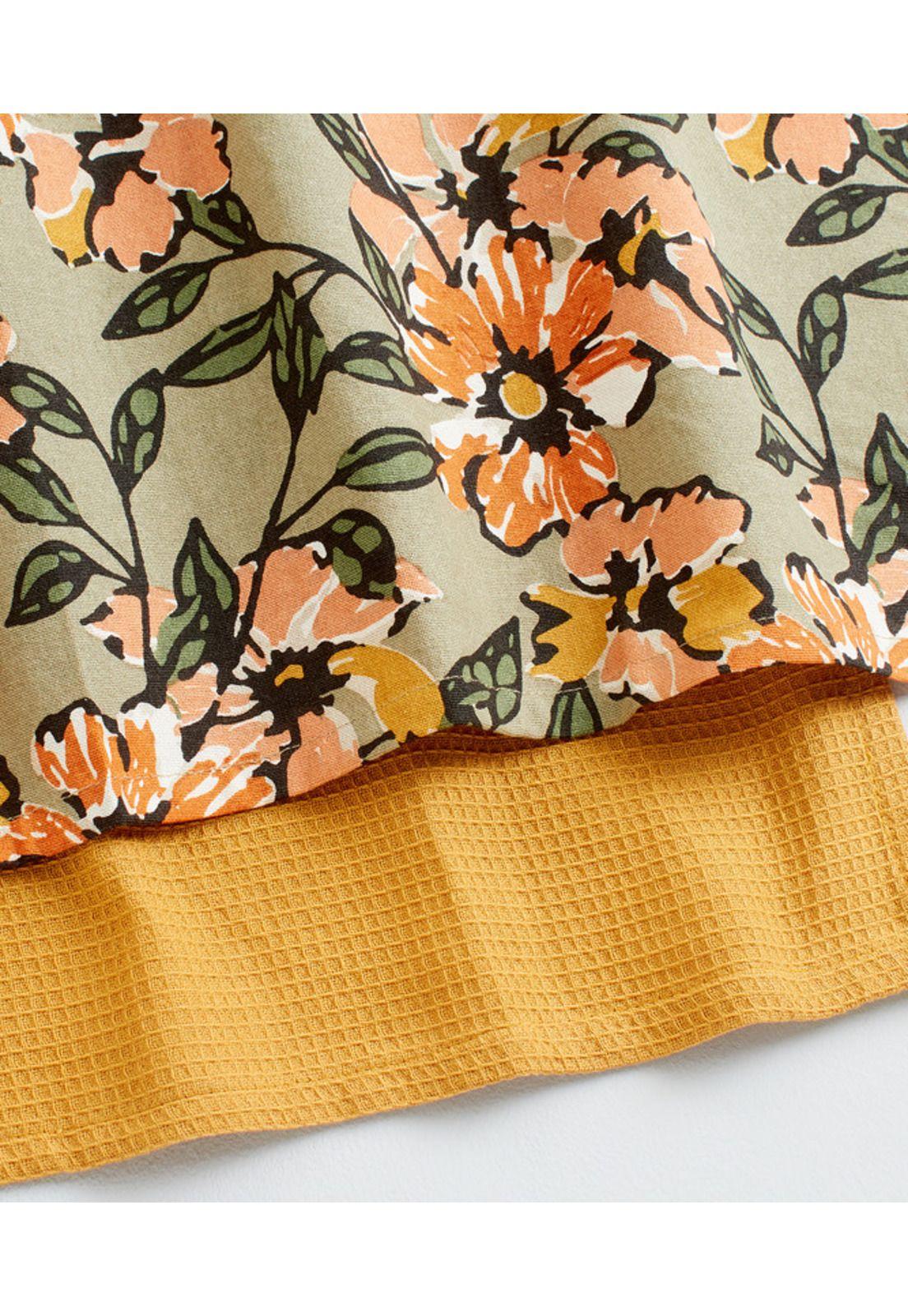Set Paños De Cocina Mujer Lounge Flores Mostaza-3