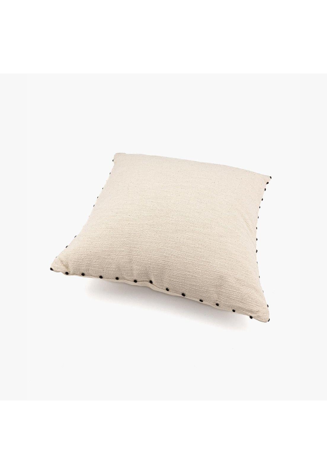 Cojín Boho Algodón Pelotitas 45 X 45 Cm Beige-0