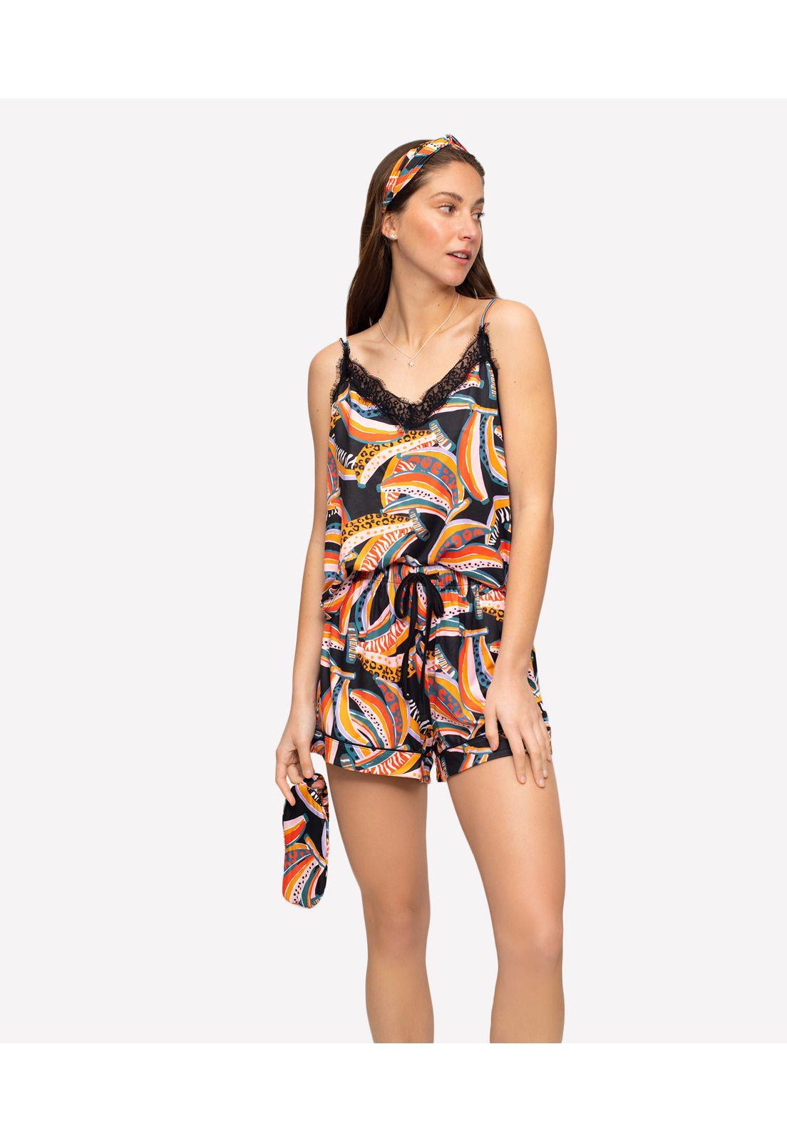 Set Pijama Corto Encaje Tropical Party-0