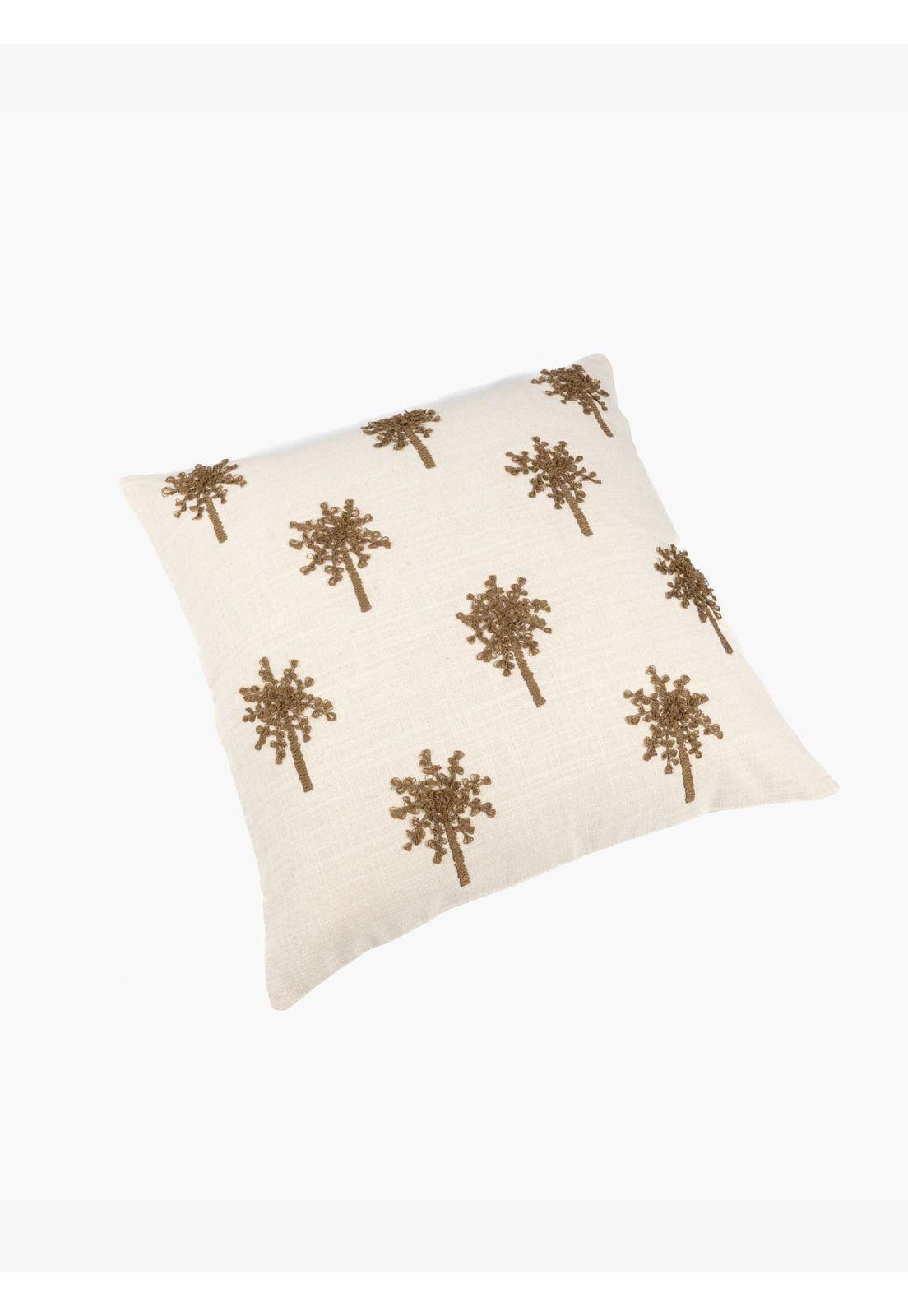Cojín Algodón Palmeras Bordadas Beige 45 x 45 cm-2