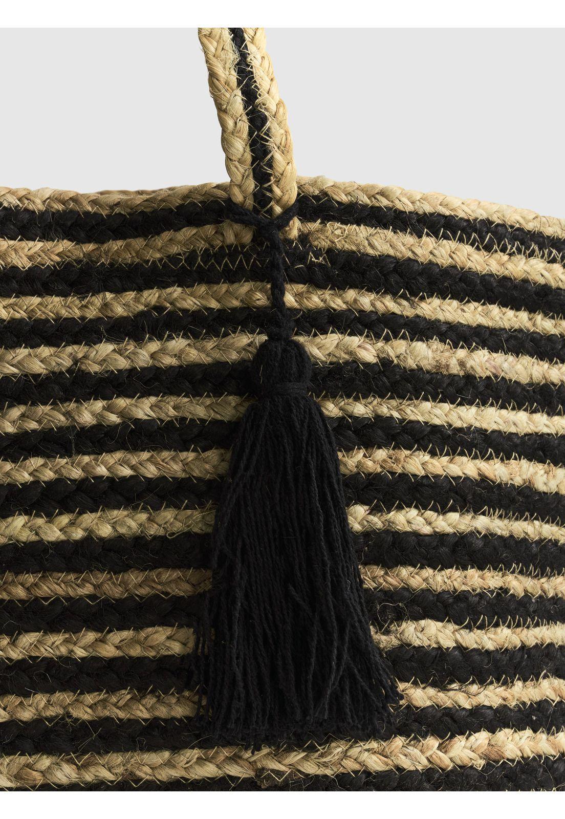 Bolso De Playa Yute Líneas Beige-4