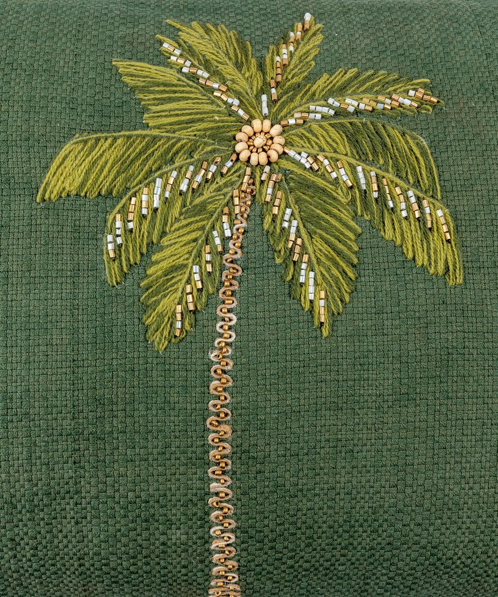 Cojín Mujer Algodón Palmeras 30 X 60 Cm Verde-2