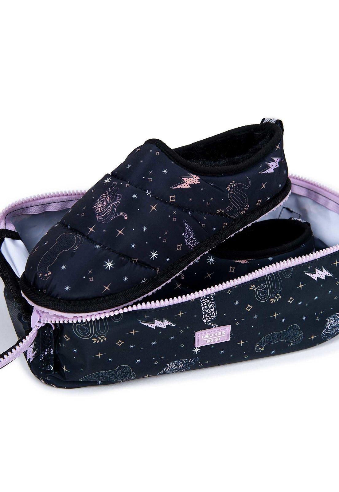 Pantuflas Mujer Dreamy Y Cosmetiquero Negro-3