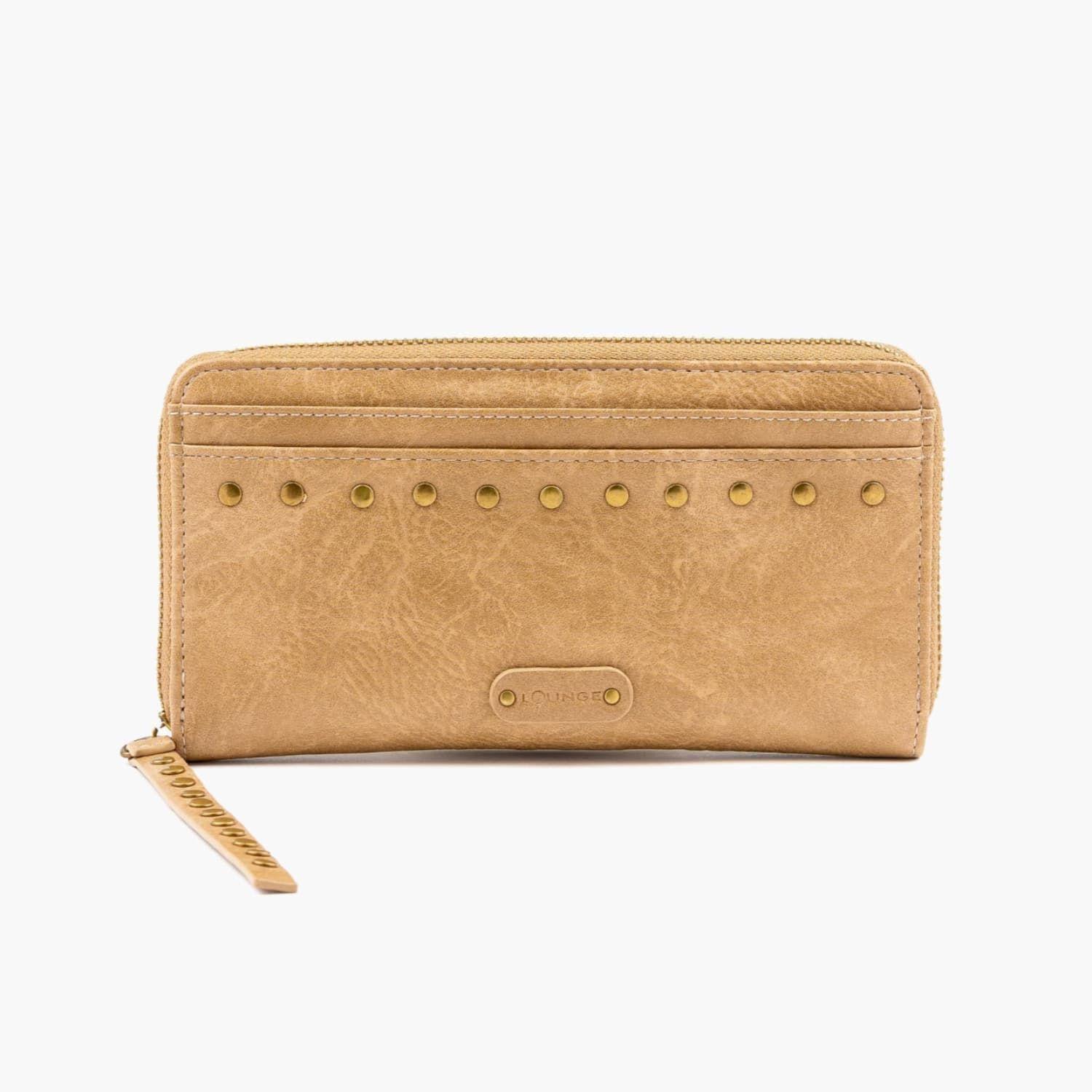 Billetera Mujer Grande Tachas Beige-0