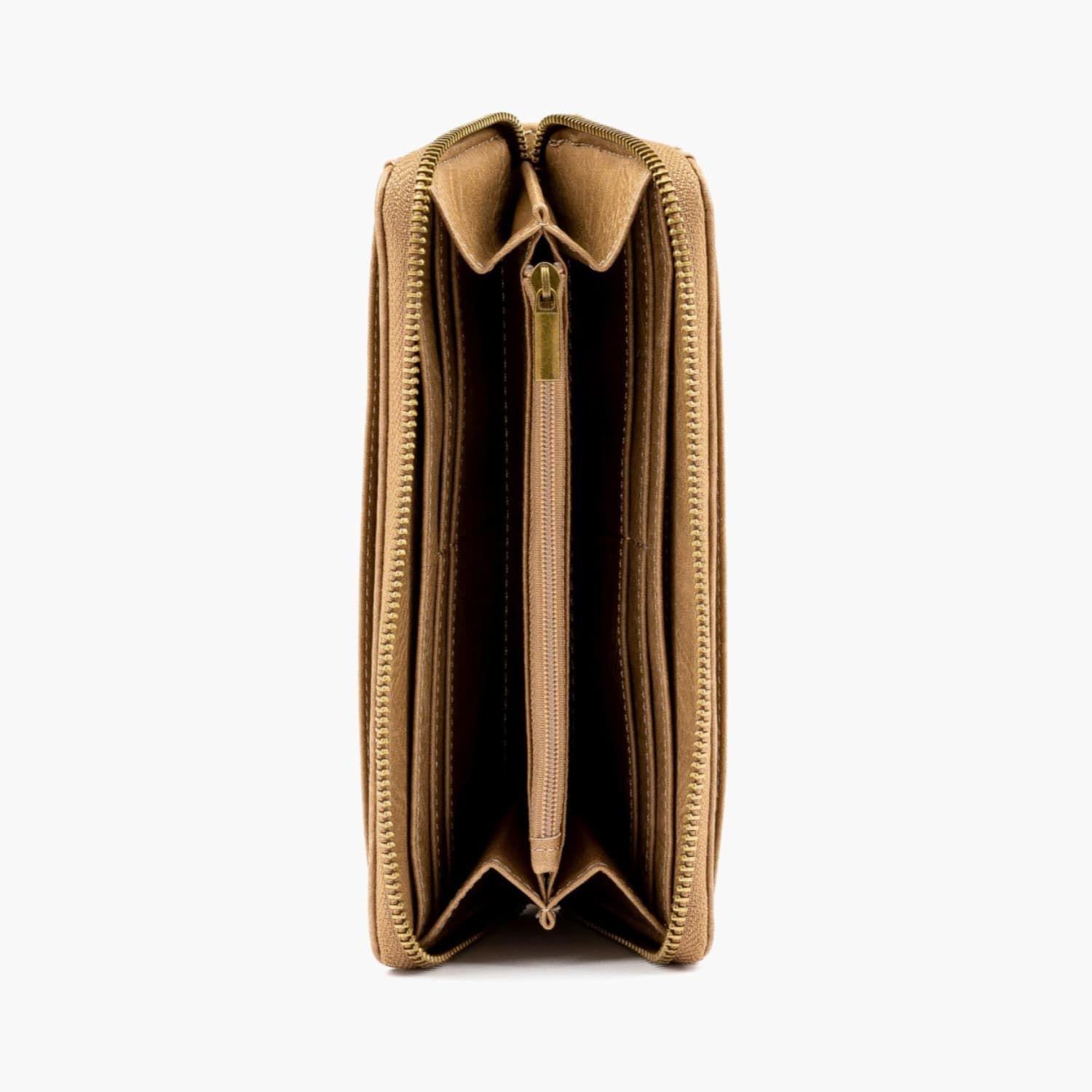 Billetera Mujer Grande Tachas Beige-3