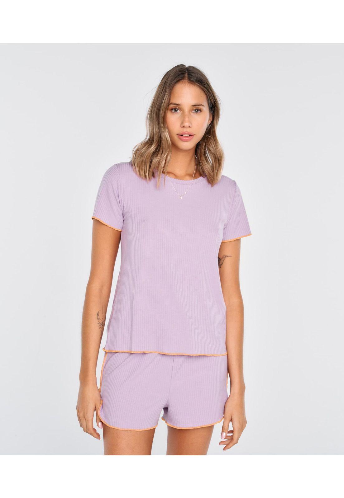 Pijama Mujer Corto Lineas Lila-0