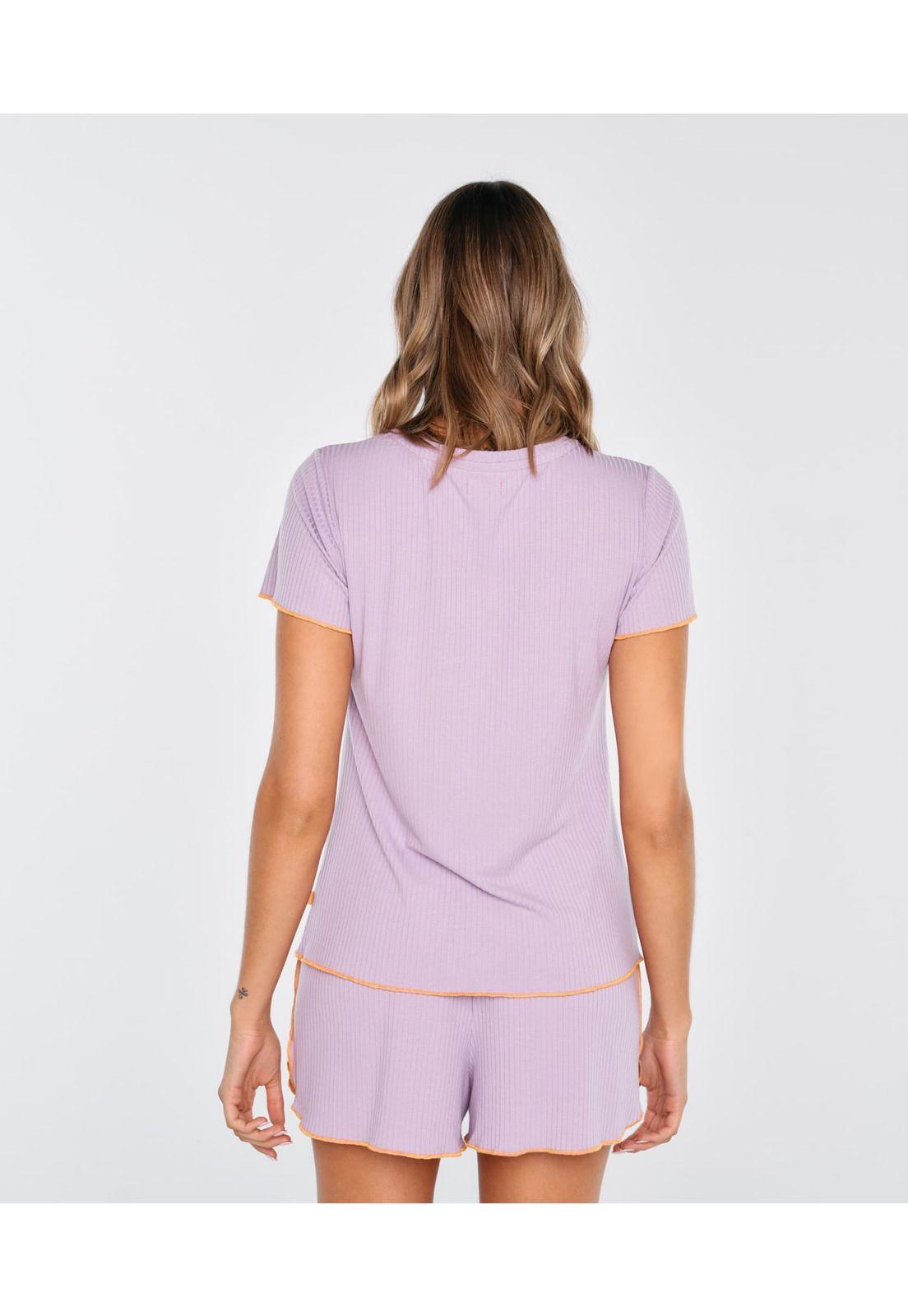 Pijama Mujer Corto Lineas Lila-2
