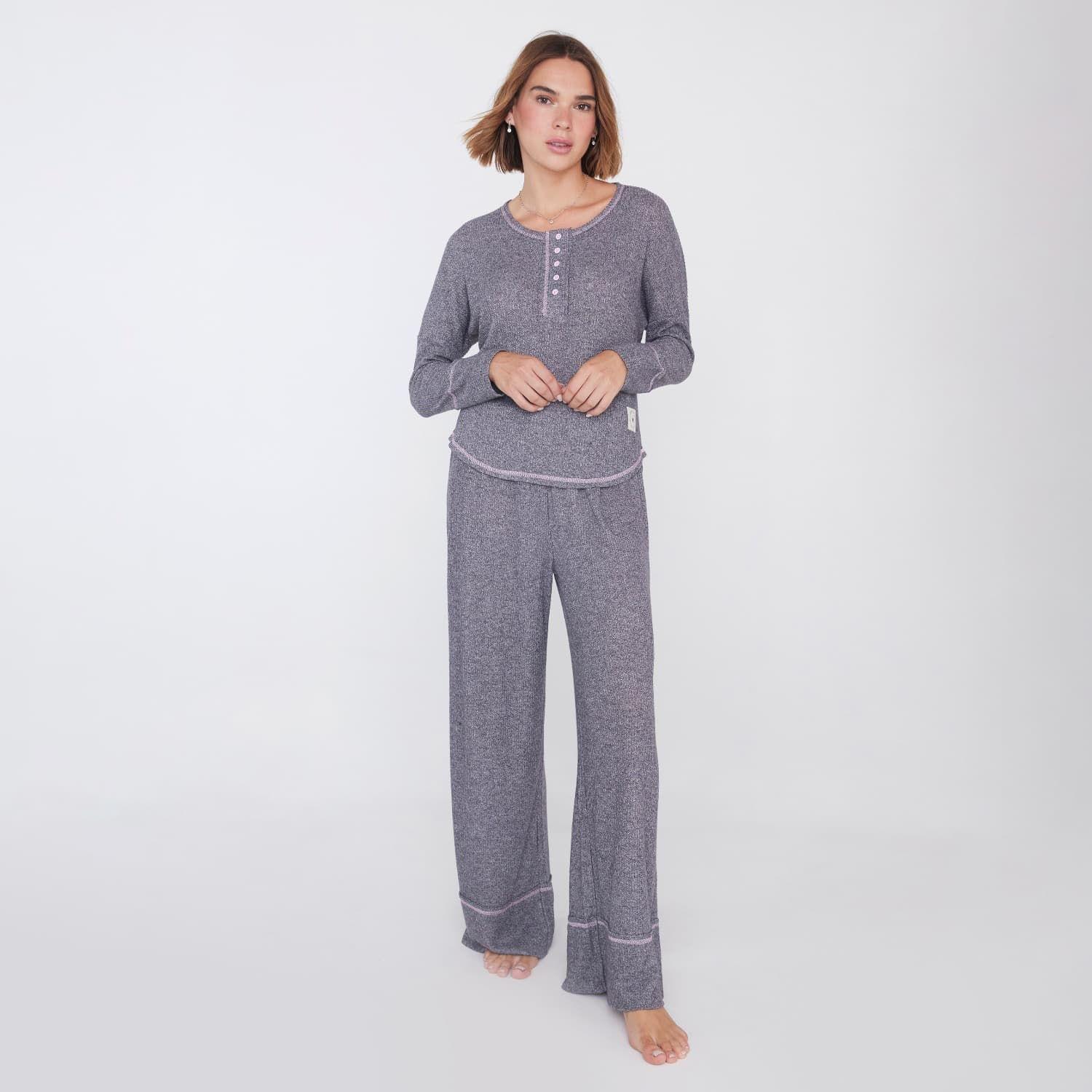 Pijama Mujer Largo Soft Xs Gris-0