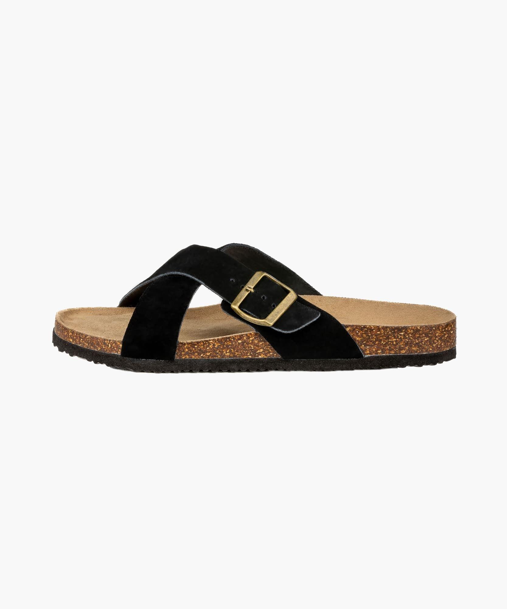 Sandalias Mujer Gamuza Cruzadas 38 Negro-0