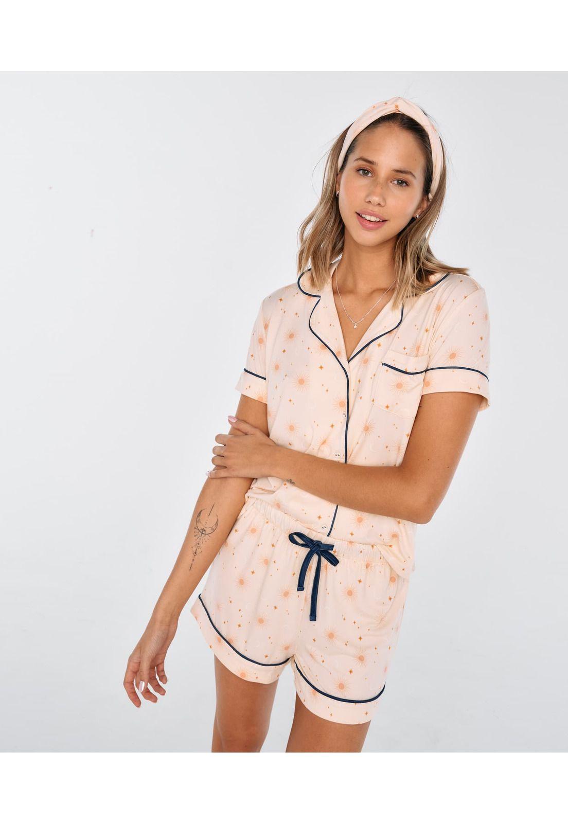 Set Pijama Mujer Corto Camisero Half Moon-0