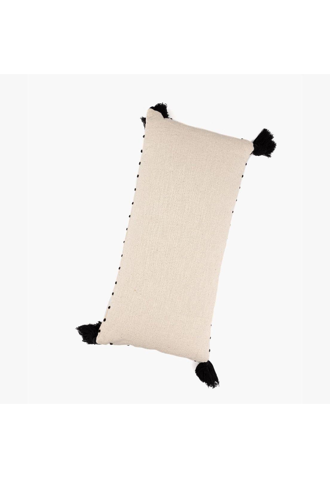 Cojín Boho Algodón Pelotitas 30 X 60 Cm Beige-2