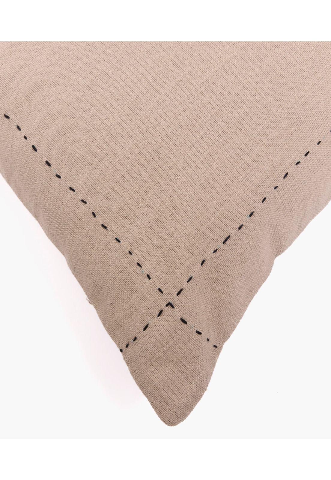 Funda de Cojín Algodón Costuras 45 X 45 Cm Beige-3