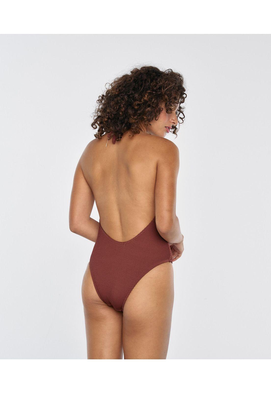 Traje De Baño Mujer Textura Café-2