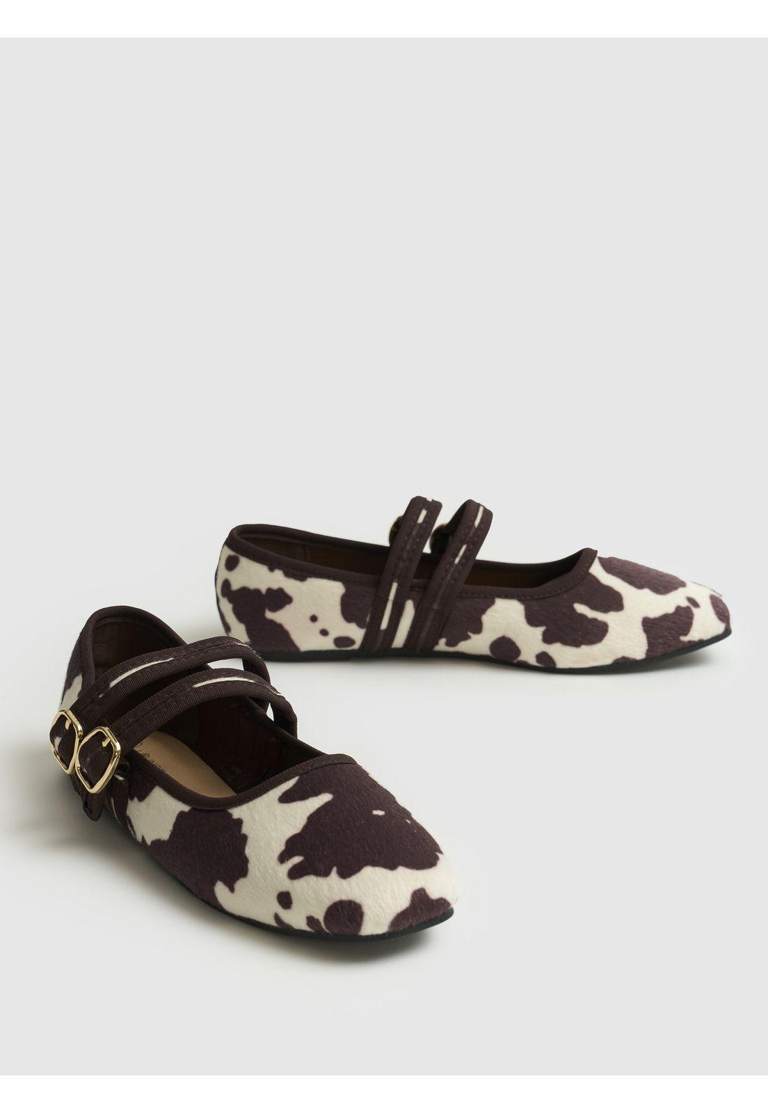 Zapato Ballerina Vaca Doble Hebilla-2