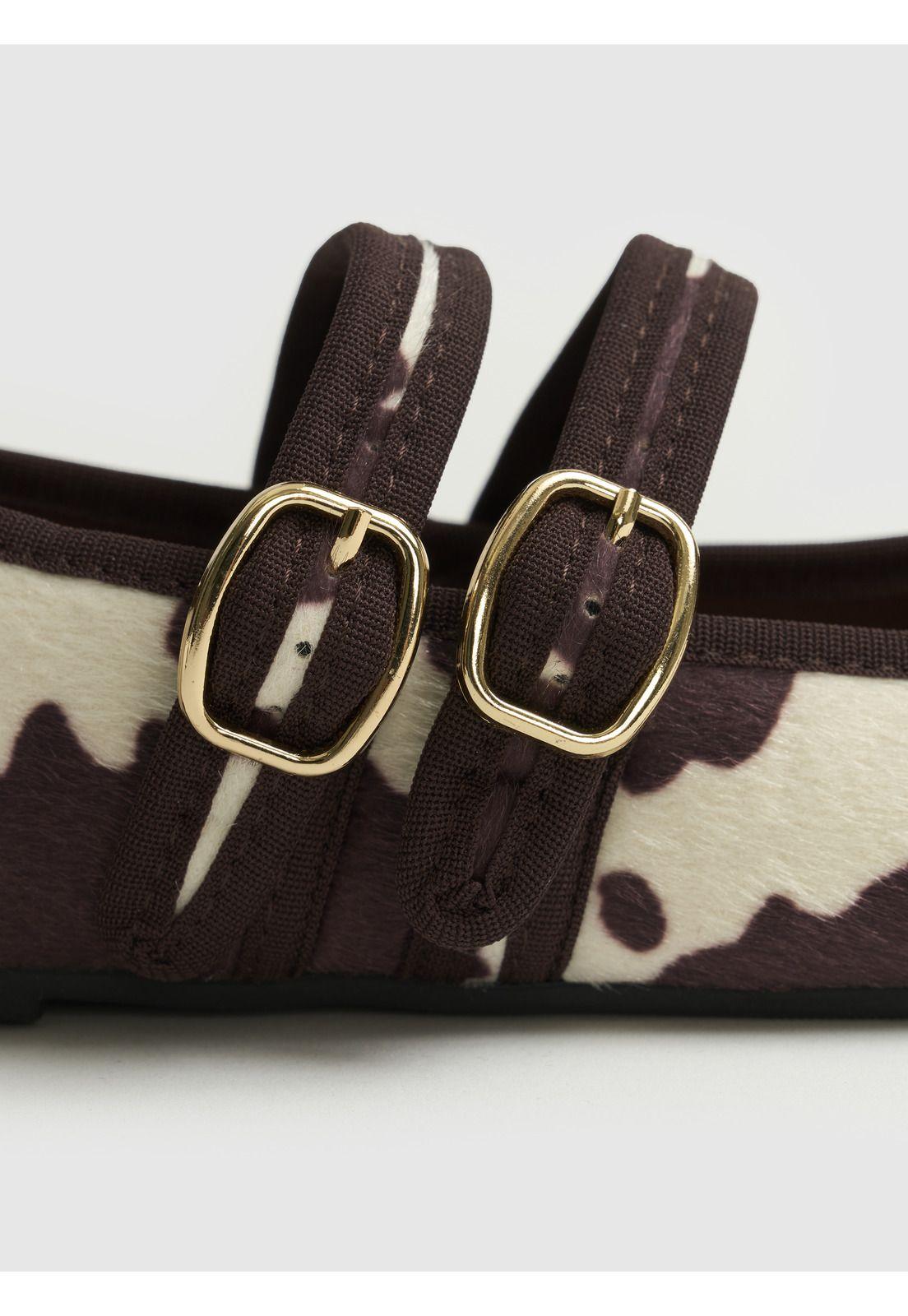 Zapato Ballerina Vaca Doble Hebilla-3