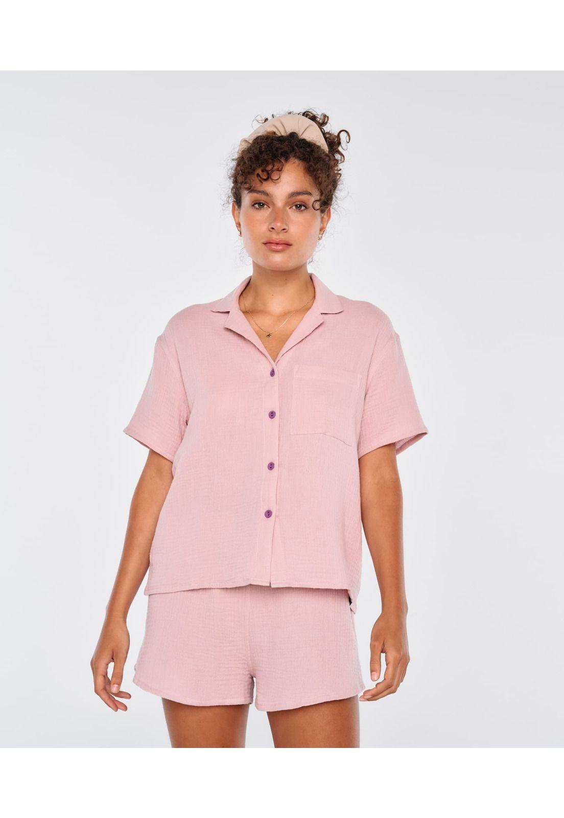 Pijama Mujer Corto Unicolor Lila-3