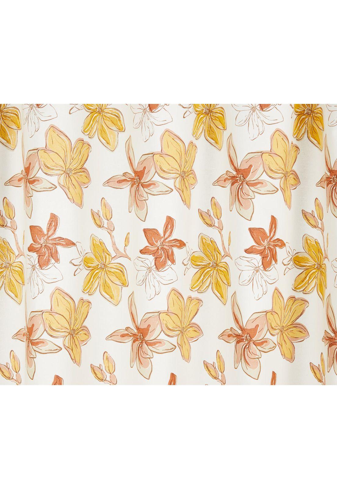 Cortina De Baño 200 X 180 Cm Flores Lounge Blanco-0
