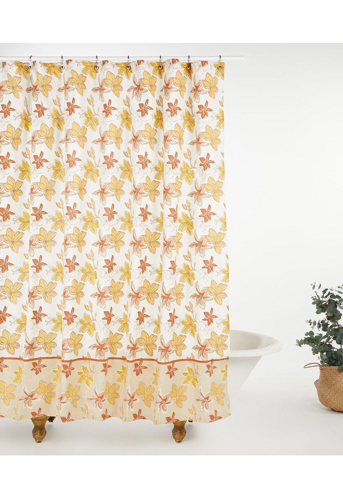 Cortina De Baño 200 X 180 Cm Flores Lounge Blanco-1